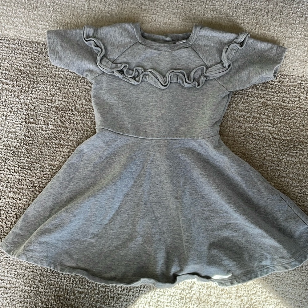 Janie and Jack 3T grey dress with sleeves and ruffles. Thicker material